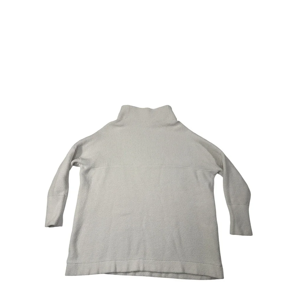 Free People Ottoman Slouchy Tunic Sweater Cream White Mock Neck Ribbed Knit XS/S
